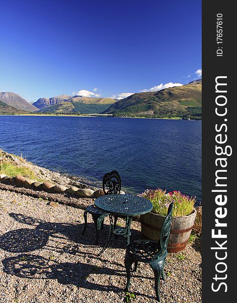 Table on the shore of the Atlantic near Glencoe in the autumn. Table on the shore of the Atlantic near Glencoe in the autumn