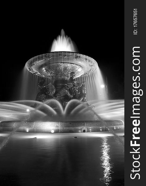 A fountain at night in Dresden Neustadt.