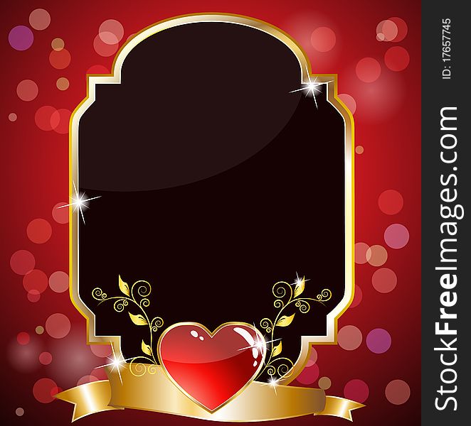 Glossy heart card on a sparkling background. Glossy heart card on a sparkling background