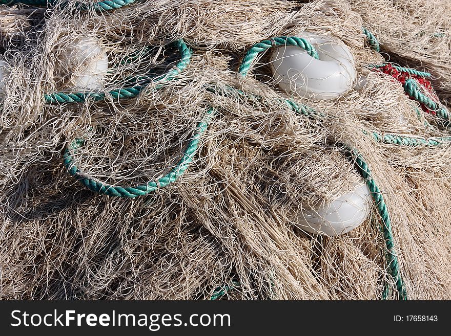 Group of  white fishnet with balls