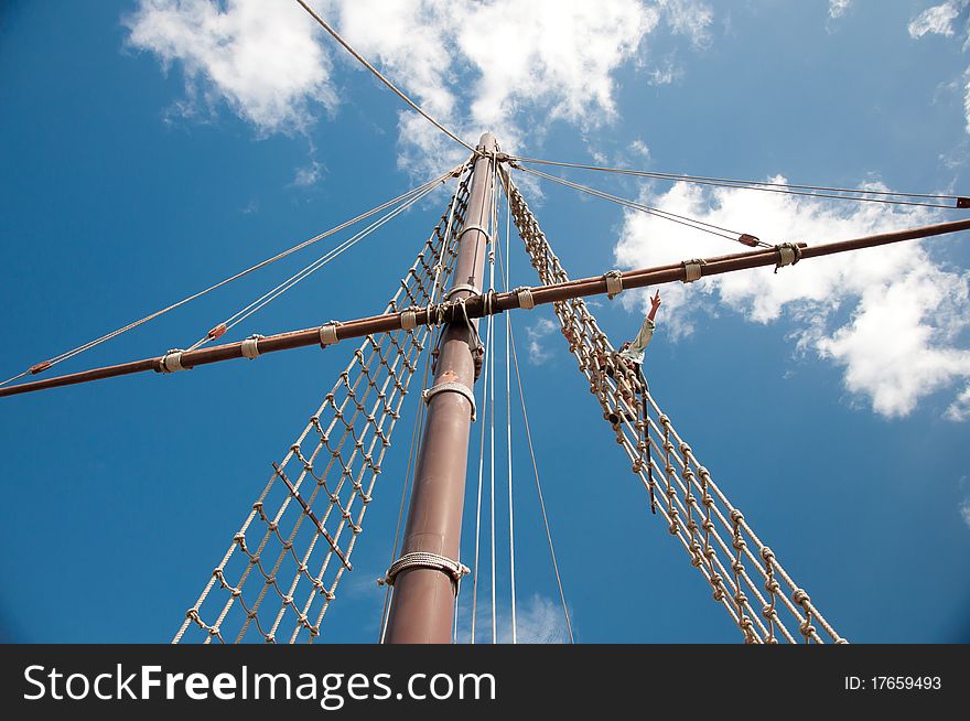 Mast of the replica of a Columbus s ship