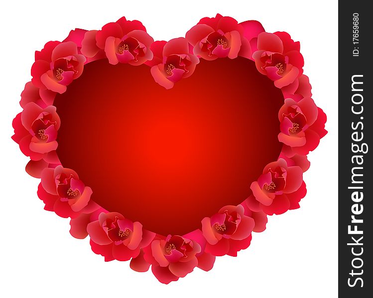 Red rose hearts beautiful illustration for a design