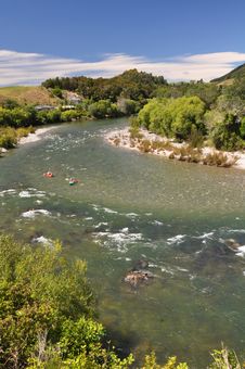 Kayaks On The Motueka River, New Zealand Royalty Free Stock Image