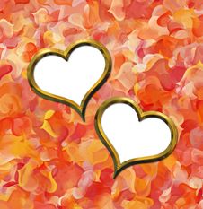 Two Valentine S Golden Hearts Royalty Free Stock Photography