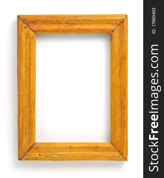 Old wooden frame on white. Old wooden frame on white