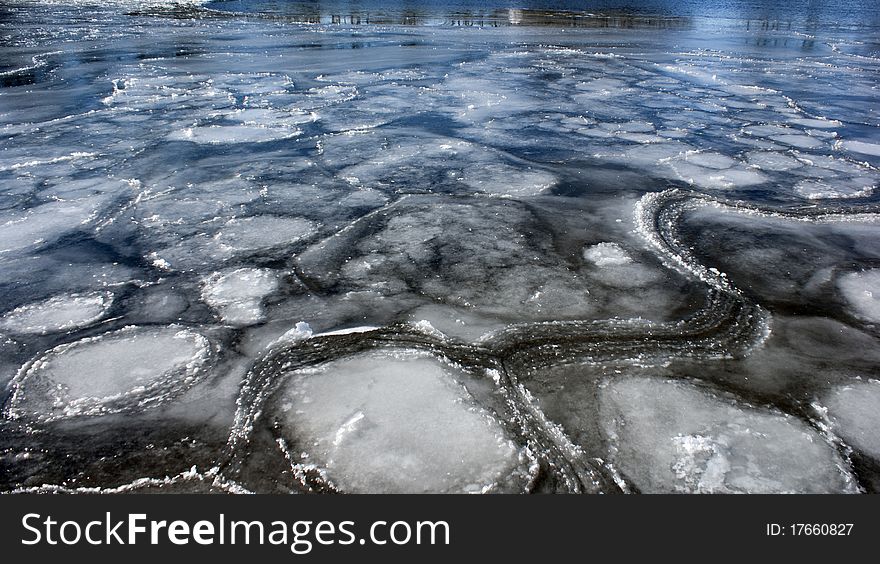 Ice Patterns In Frozen Fox River