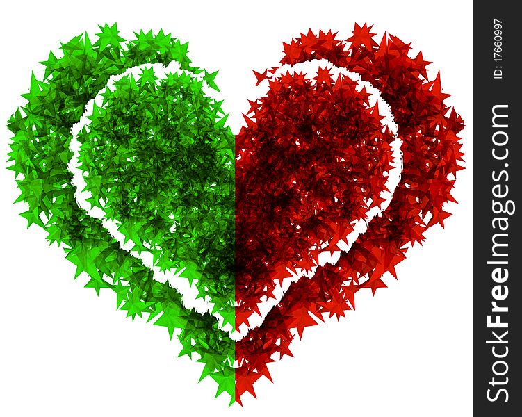 Heart red and green
double contrast color concept. Heart red and green
double contrast color concept.