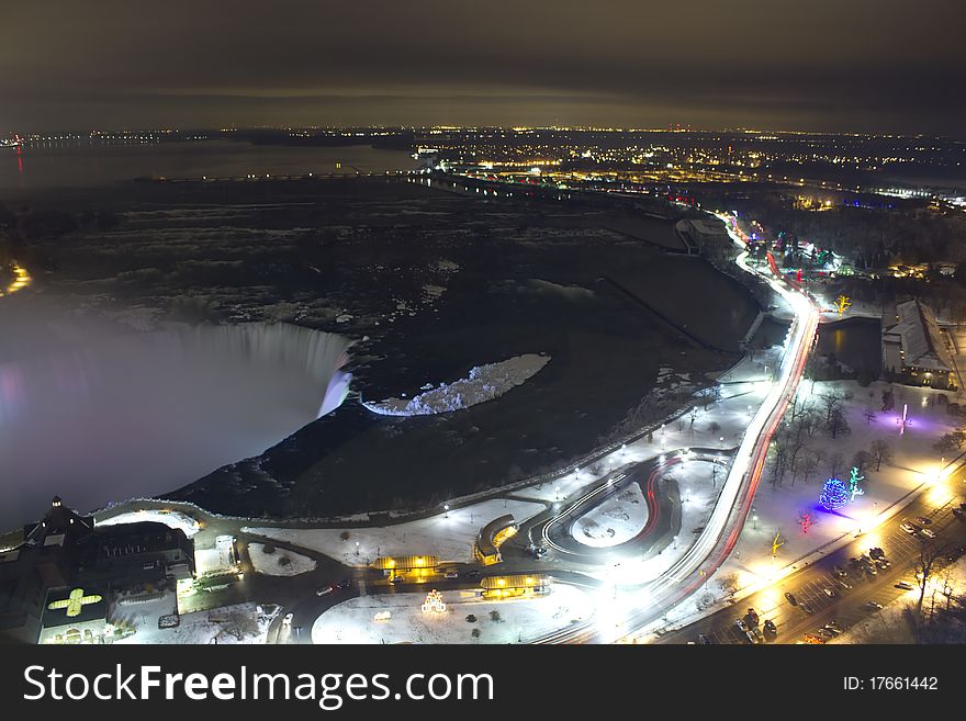 Night exposure of Niagara Falls