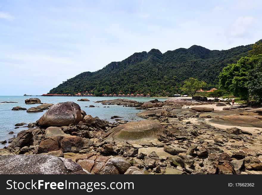 Resort near the beach on a tropical island in Malaysia