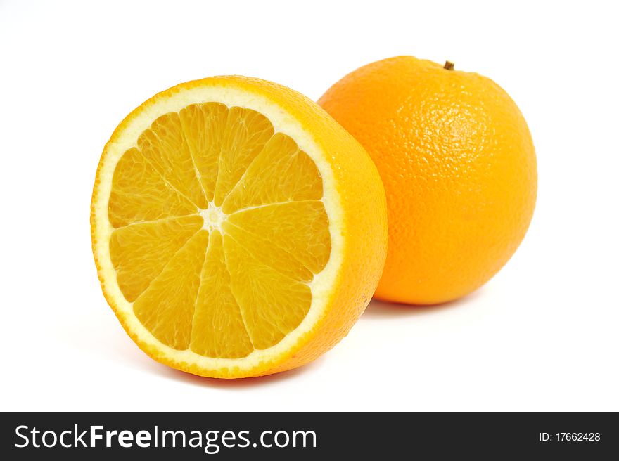 An image of fresh oranges on white background