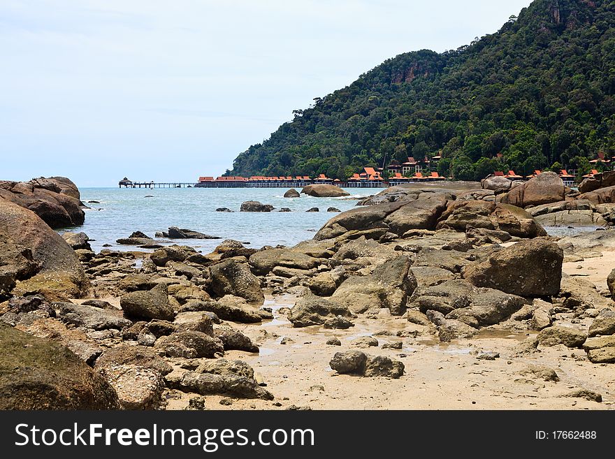 Resort near the beach on a tropical island in Malaysia