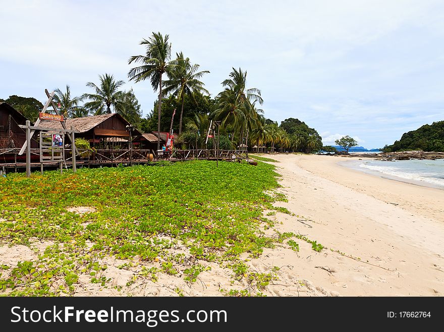Resort near the beach on a tropical island in Malaysia