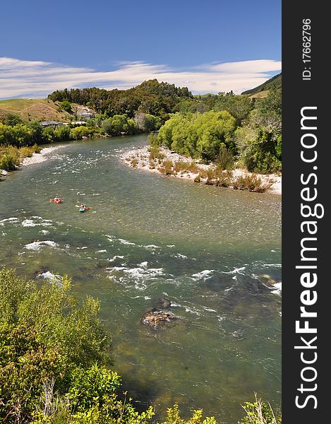 Kayaks On The Motueka River, New Zealand