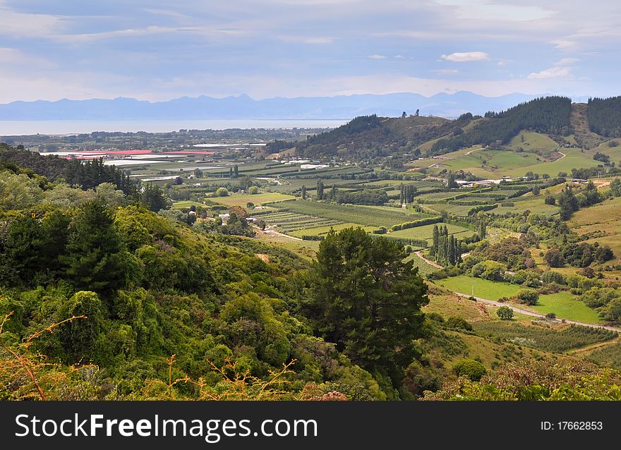 Apple orchards in the Riwaka Valley, near Motueka, New Zealand. 
The view from the Takaka Hills, Abel Tasman National Park with Nelson in the background. Apple orchards in the Riwaka Valley, near Motueka, New Zealand. 
The view from the Takaka Hills, Abel Tasman National Park with Nelson in the background.