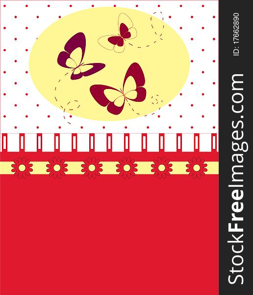 Cute floral card with butterflies. Cute floral card with butterflies