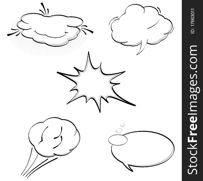 Illustration of shapes of dialogue boxes on white background