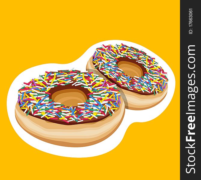 Illustration of colorful doughnuts with isolated background