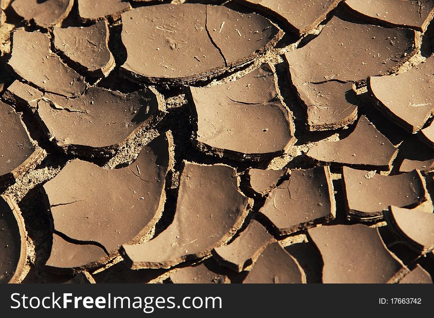 Texture of the ground, cracked, droughts