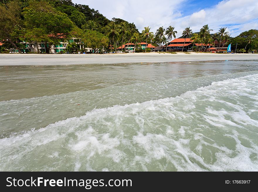 Resort near the beach on a tropical island in Malaysia