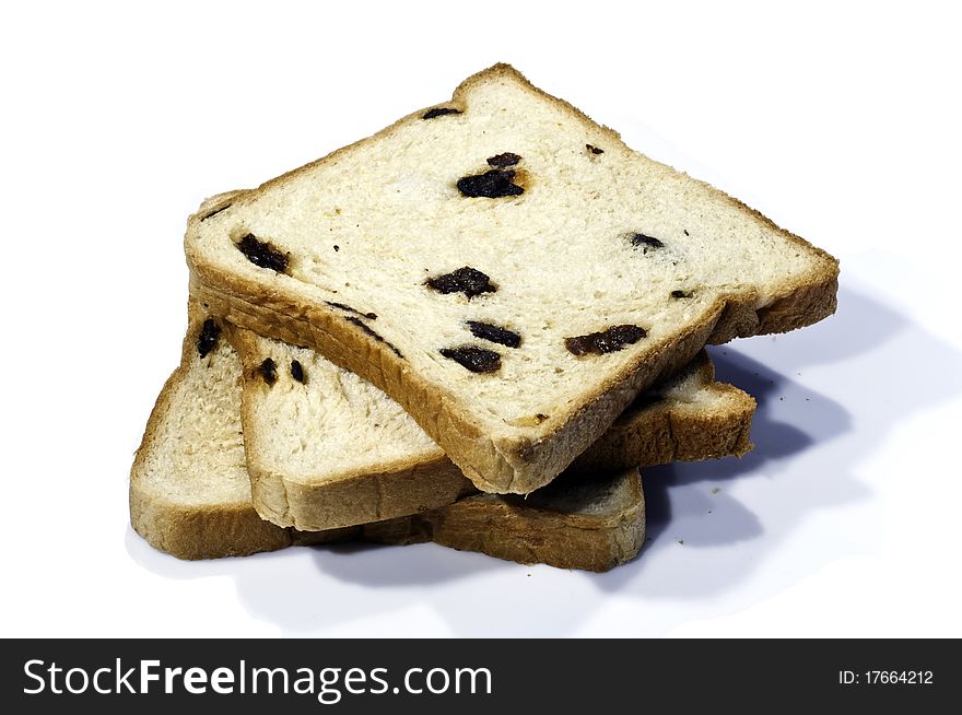 Raisin Bread isolated on white