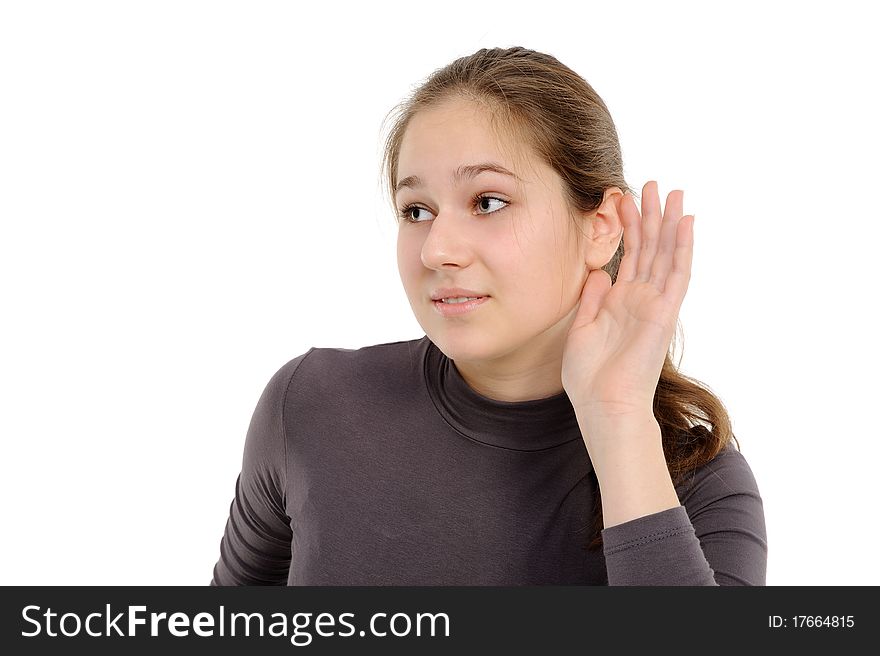 Picture of young woman listening gossip