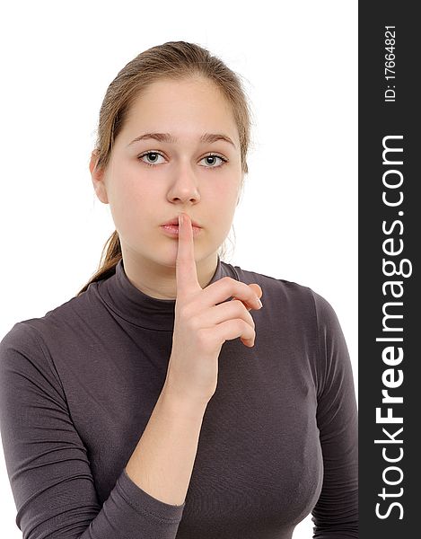 Teenage Girl With Hand Over Mouth
