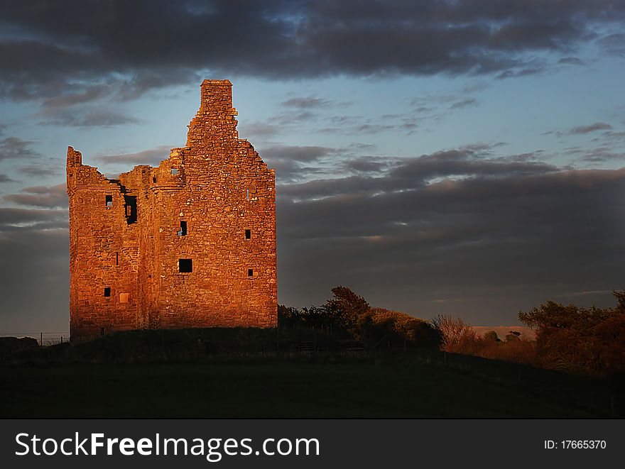 Castle in sunset in Scotland