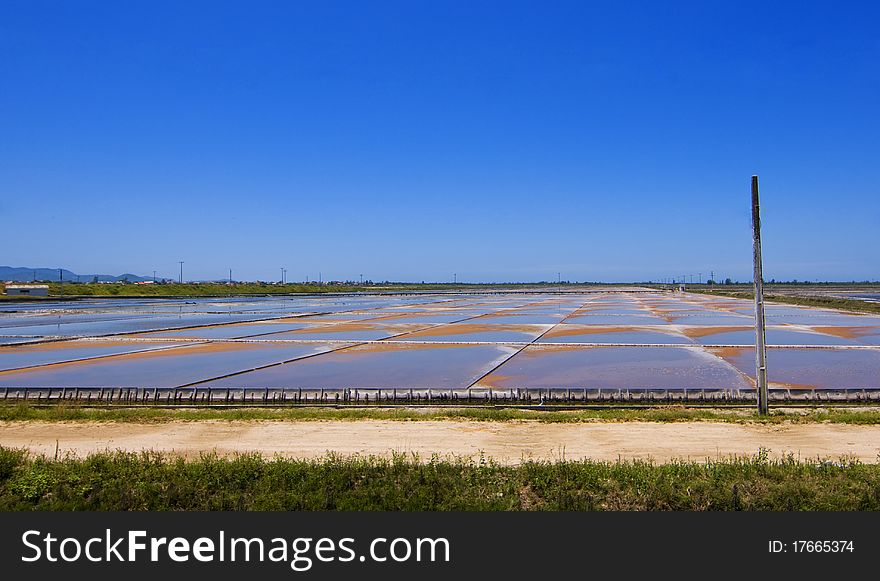 Salt production in Araruama lake, a tropical sunny lake. Salt production in Araruama lake, a tropical sunny lake.