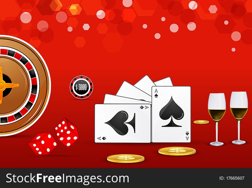 Illustration of casino card on abstract background