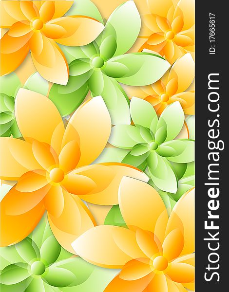Illustration of abstract flowers with isolated background
