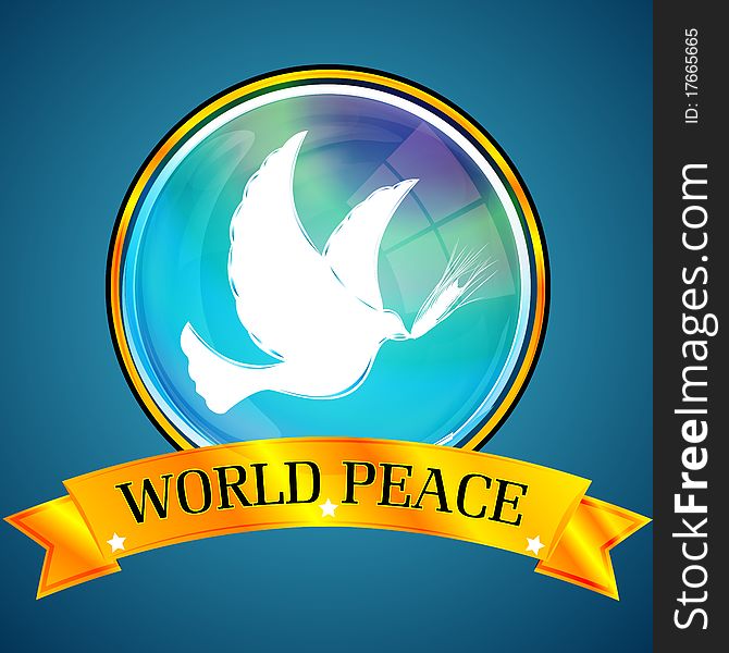 Illustration of world peace with bird on abstract background
