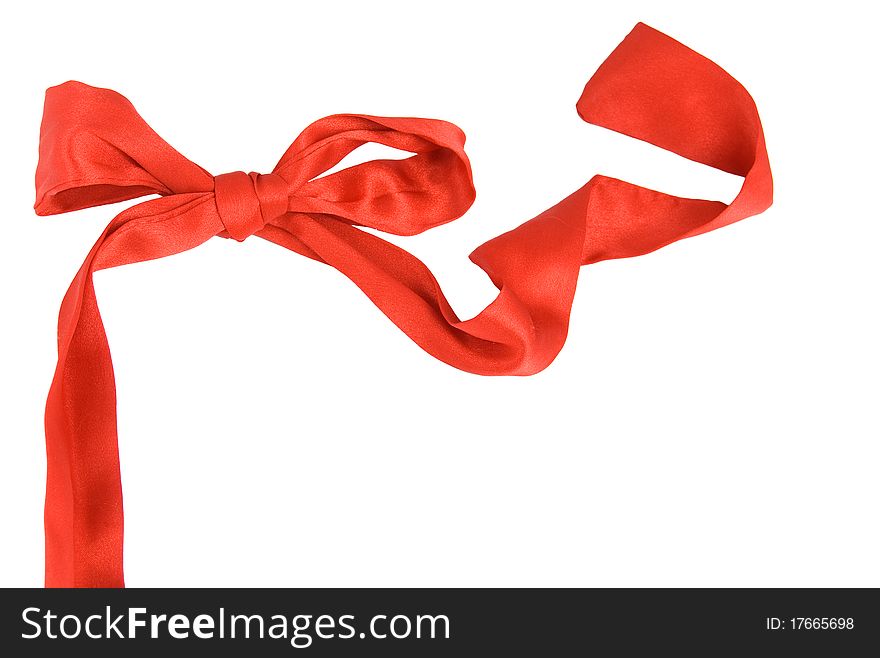 Red bow, is isolated on a white background
