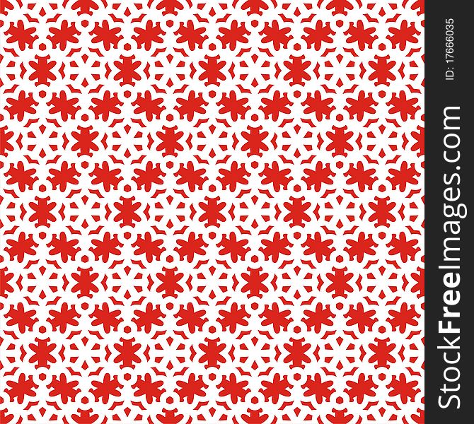 Seamless  with white snowflakes on red background. Vector illustration