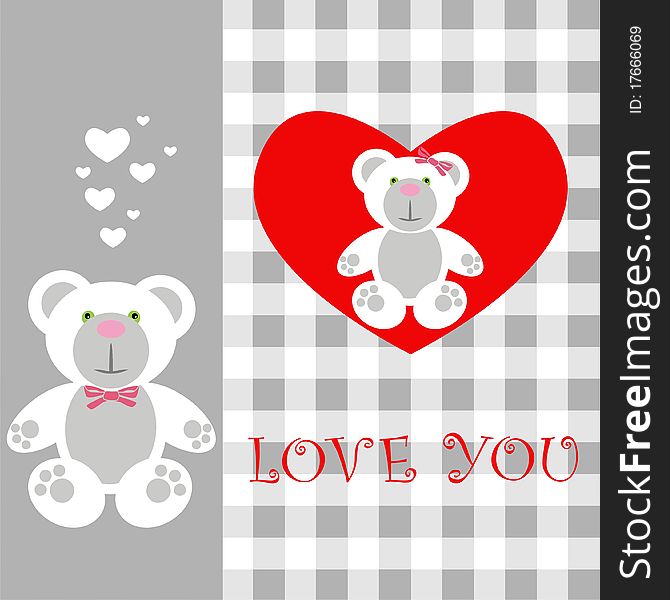 Love message fashion heart vector image, happy teddy, bear, baby. Love message fashion heart vector image, happy teddy, bear, baby