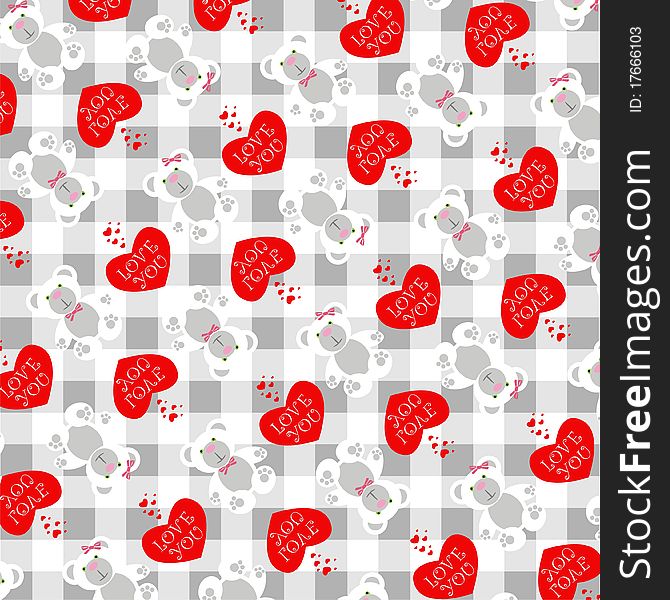 Love message fashion heart vector image, happy teddy, bear, baby. Love message fashion heart vector image, happy teddy, bear, baby