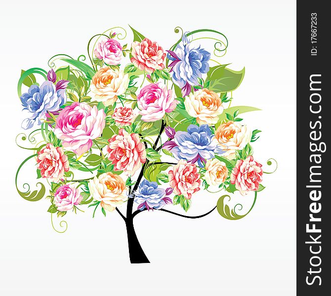 Colorful tree from beautiful flowers. Colorful tree from beautiful flowers
