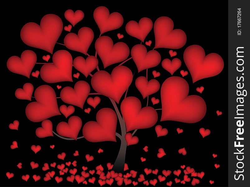 Love tree from red hearts. Love tree from red hearts