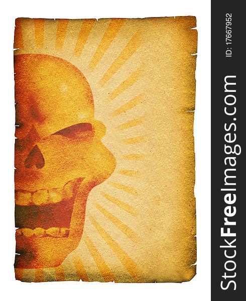 Old scroll with skulls decor.Background. Old scroll with skulls decor.Background