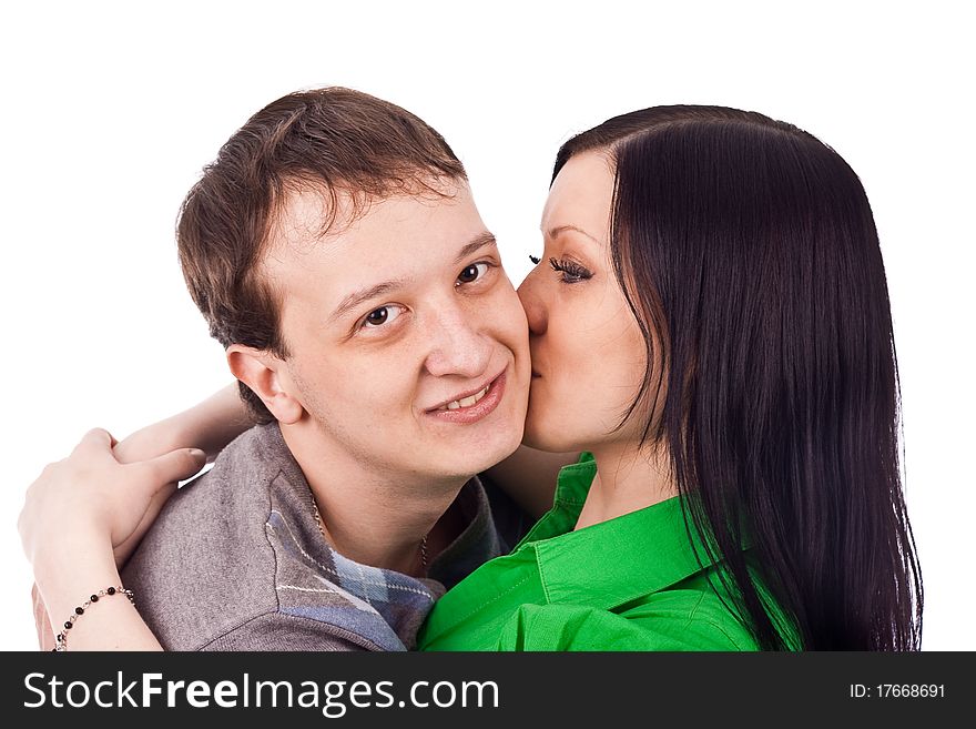 Portrait happy family in isolate background