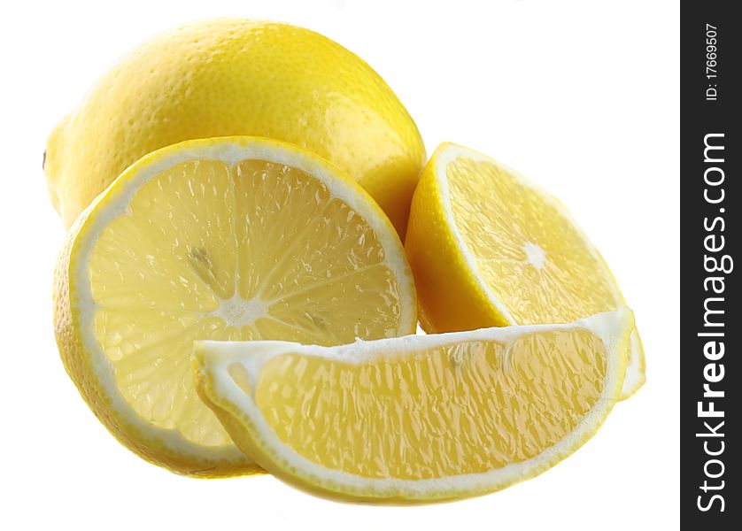 Isolated lemons on white backgrounds