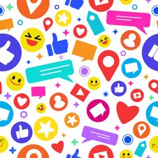 Cute Social Network Icons Seamless Background,vector Illustration. Stock Images