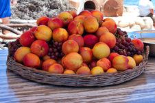 Fresh Fruit Peaches And Grapes Royalty Free Stock Photo