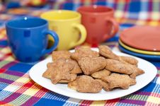 Cookies With Cups And Saucers Royalty Free Stock Image Cookies With Cups And Saucers Royalty Free Stock Image