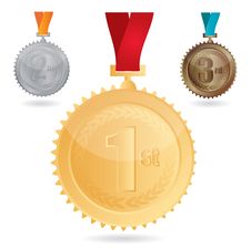 Vector Medals - Gold, Silver And Bronze Stock Photos Vector Medals - Gold, Silver And Bronze Stock Photos