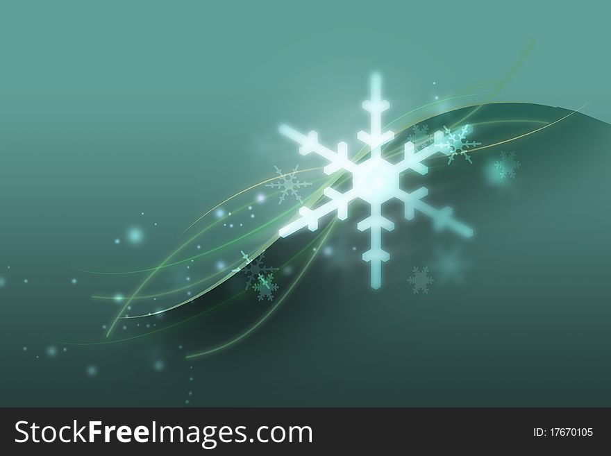 Snowflakes on top of a beautiful blue ethereal background. Snowflakes on top of a beautiful blue ethereal background.