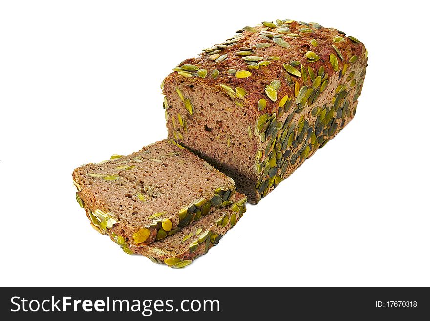 Fresh bio bread isolated on white background