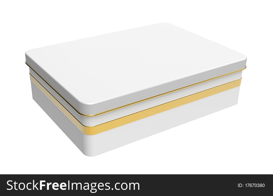 Box with a gold strip on a white background