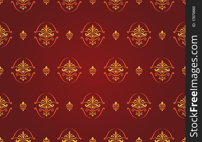 Seamless antique red and gold pattern