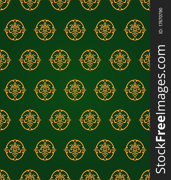 Seamless antique Green and gold vintage pattern