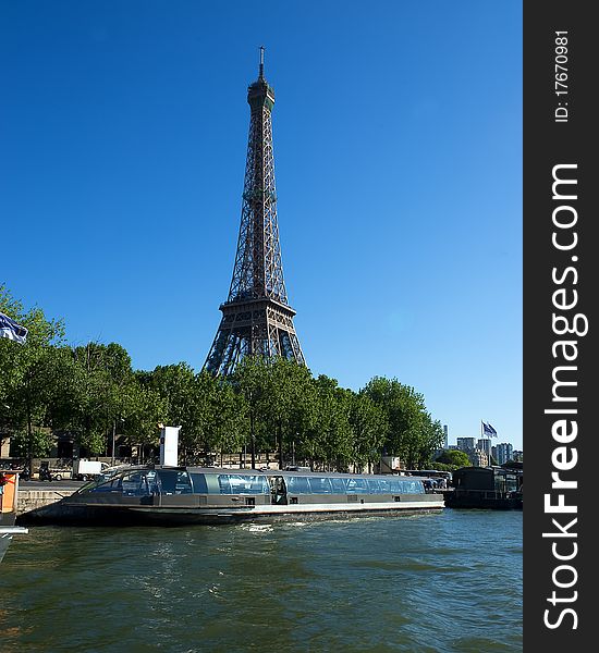 Eiffel Tower in daytime from riverside. Eiffel Tower in daytime from riverside